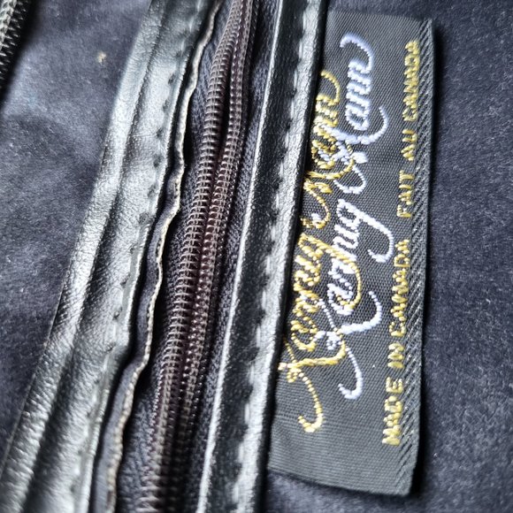 Blue Vintage 80s Karnig Mann Genuine Leather Shoulder Purse Made in Canada - Picture 3 of 4